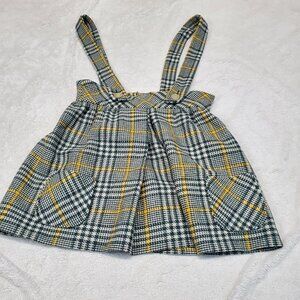 Vintage Juniorite Green White Plaid Academia Boho Clueless Straps Skirt Women XS